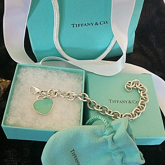 Tiffany Co Teal Heart Bracelet 
